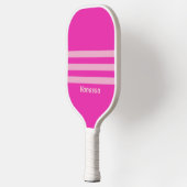 Retro Roze Lucht Drie Dwars Strepen met Naam Pickleball Paddle (Links)