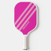 Retro Roze Lucht Drie Strepen met Naam Pickleball Paddle (Achterkant)