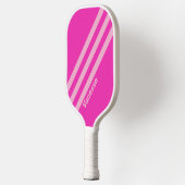 Retro Roze Lucht Drie Strepen met Naam Pickleball Paddle (Links)