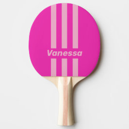 Retro Roze Lucht Drie Strepen met Naam Tafeltennisbatje