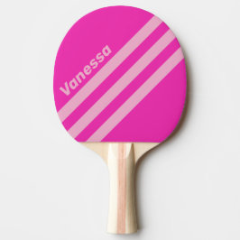Retro Roze Lucht Driehoekige Strepen met Naam Tafeltennisbatje