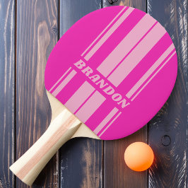 Retro Roze Lucht Dual Board Strepen met Naam Tafeltennisbatje