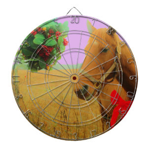 Retro roze lucht Kerstpaard Dartbord