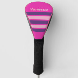 Retro Roze Lucht Over Strepen met Naam Golfheadcover