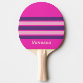 Retro Roze Lucht Over Strepen met Naam Tafeltennisbatje