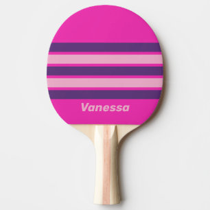Retro Roze Lucht Over Strepen met Naam Tafeltennisbatje