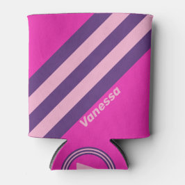 Retro Roze Luchtstrepen met Naam Blikjeskoeler
