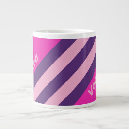 Retro Roze Luchtstrepen met Naam Grote Koffiekop
