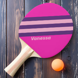 Retro Roze Luchtstrepen met Naam Tafeltennisbatje