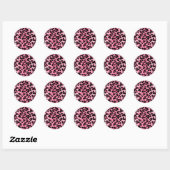 Retro Roze luipaard afdrukken Ronde Sticker (Vel)