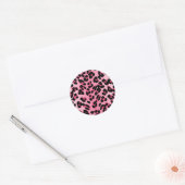 Retro Roze luipaard afdrukken Ronde Sticker (Envelop)