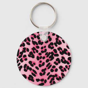 Retro Roze luipaard afdrukken Sleutelhanger