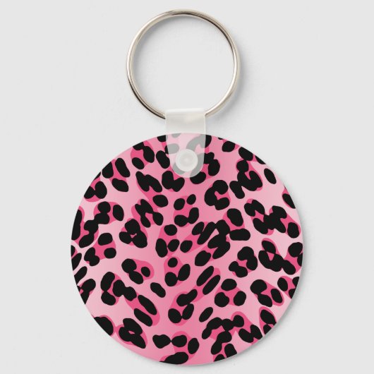 Retro Roze luipaard afdrukken Sleutelhanger (Voorkant)