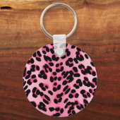 Retro Roze luipaard afdrukken Sleutelhanger (Voorkant)
