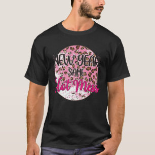Retro Roze luipaard nieuwjaar 2023 Zelfde hete mui T-shirt