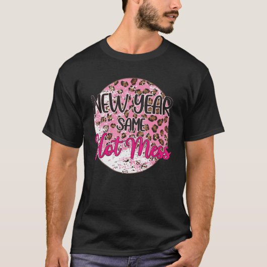 Retro Roze luipaard nieuwjaar 2023 Zelfde hete mui T-shirt (Voorkant)