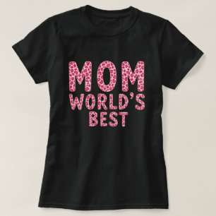 Retro Roze Luipaard ‘Werelds Beste Moeder’ Dames T T-shirt