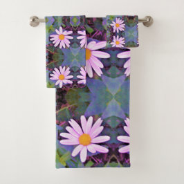 Retro Roze Madeliefje Bloemmotief Bad Handdoek
