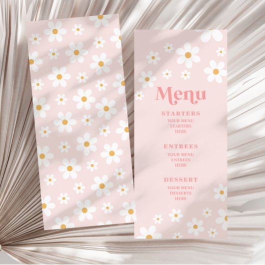 Retro Roze Madeliefje Menu