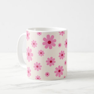 Retro Roze Madeliefjes Bloemmotief Mooie Koffiemok