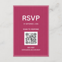 Retro Roze Magenta Pinstripe QR Code Huwelijks RSV