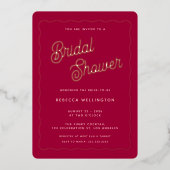 Retro Roze Magenta Wave Vrijgezellenfeest Gold Folie Uitnodiging (Voorkant)