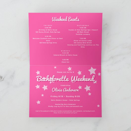 Retro  Roze Malibu Stars Bachelorette (Binnen)