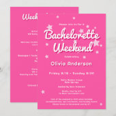 Retro  Roze Malibu Stars Bachelorette Kaart (Voorkant / Achterkant)