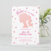 Retro  Roze Malibu Stars Verjaardagsfeestje Kaart (Staand voorkant)