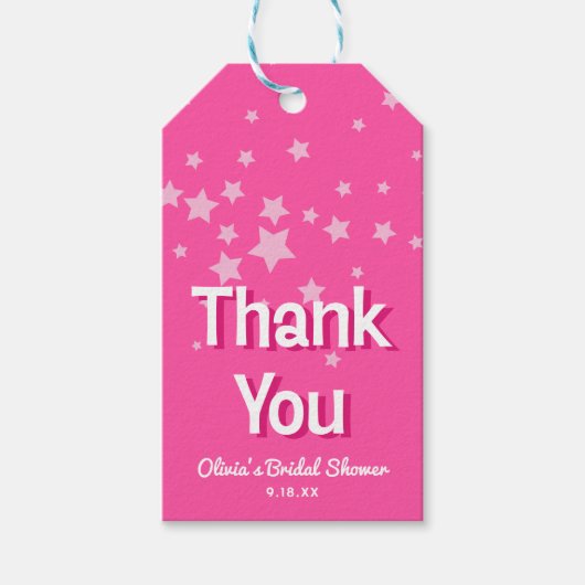 Retro  Roze Malibu Stars Vrijgezellenfeest Favor Cadeaulabel (Voorkant)
