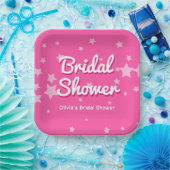 Retro Roze Malibu Stars Vrijgezellenfeest Papieren Bordje (Feest)