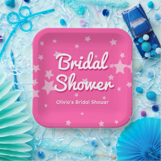 Retro  Roze Malibu Stars Vrijgezellenfeest Papieren Bordje (Feest)