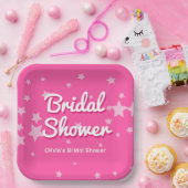 Retro Roze Malibu Stars Vrijgezellenfeest Papieren Bordje (Feest)