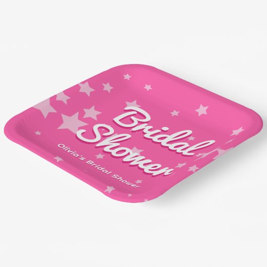 Retro Roze Malibu Stars Vrijgezellenfeest Papieren Bordje (Gebogen)