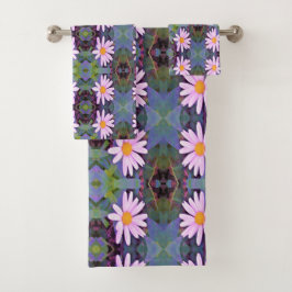 Retro Roze Margriet Bloemmotief Bad Handdoek