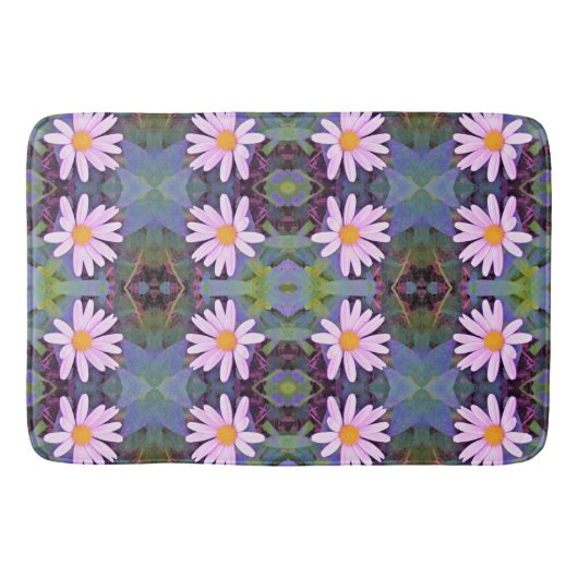 Retro roze margriet bloempatroon badmat (Voorkant)