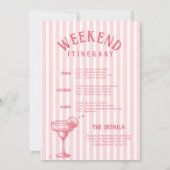 Retro roze Margs & Matrimony Bachelorette weekend Kaart (Achterkant)