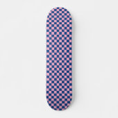 Retro Roze Marineblauw Geruit Helder Kleurrijk Persoonlijk Skateboard (Voorkant)
