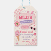 Retro Roze Meisje Verjaardag Cadeaulabel (Voorkant)