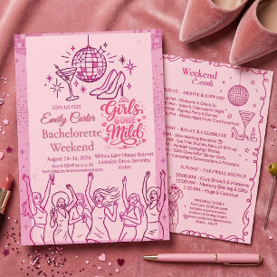 Retro Roze Meisjes Worden Tamer Meidenavond Kaart