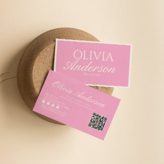 Retro Roze Meisjesachtige Luxe Vintage Oud Geld QR Visitekaartje