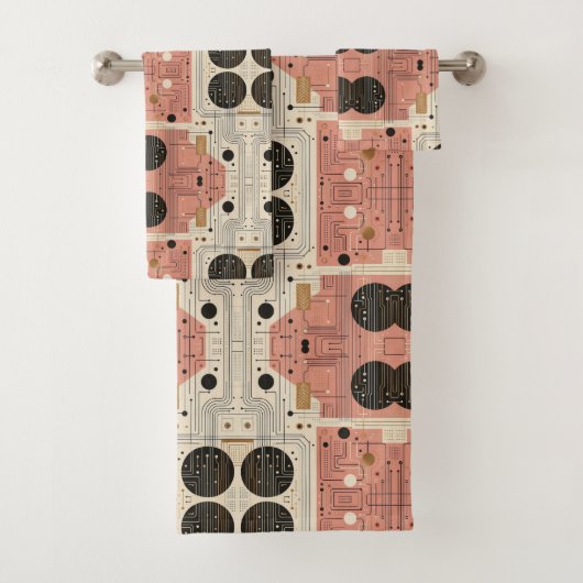 Retro Roze Mid Century Modern Handdoekenset Bad Handdoek (Insitu)