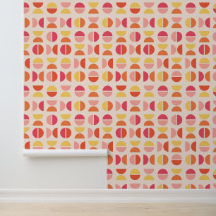 Retro roze midden eeuw behang