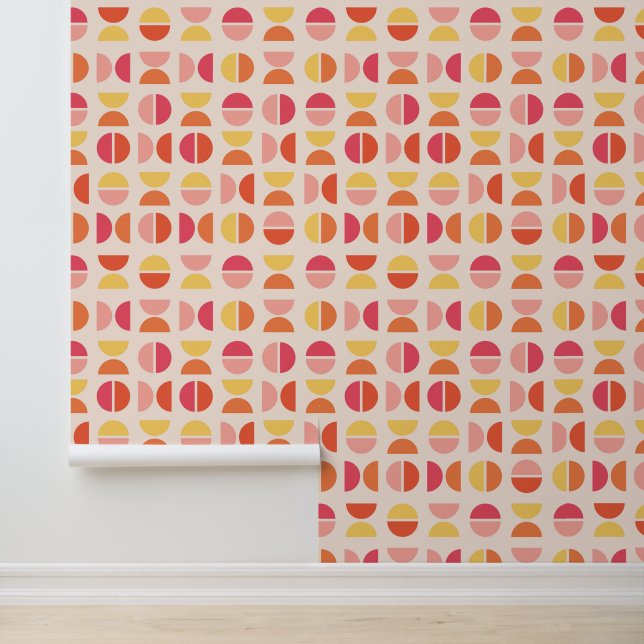 Retro roze midden eeuw behang (Applicatie)