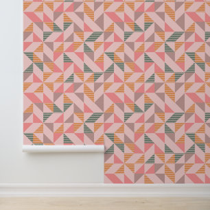 Retro roze midden eeuw behang