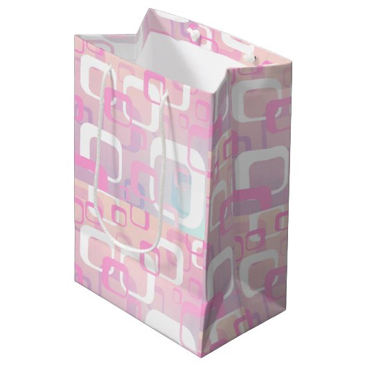 Retro Roze Midden Geschenkentas Medium Cadeauzakje (Voorkant Gekanteld)