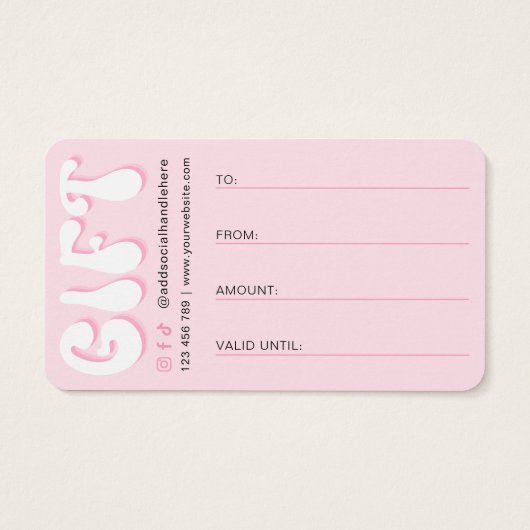 Retro Roze Modern Beauty Bar Lash Salon Gift Kaart (Achterkant)