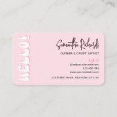 Retro Roze Modern Girly Logo Crafter Designer Visitekaartje (Achterkant)