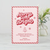 Retro Roze Modern Vrolijk en Helder Kerstmis Feestdagenkaart (Staand voorkant)
