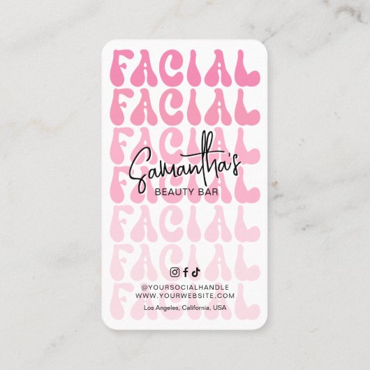 Retro Roze Moderne Gezichtsverzorging Instructies Visitekaartje (Achterkant)
